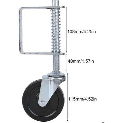 Roue De Portail - Caoutchouc 100 mm - À Ressort Pour Ajustement Hauteur - Convient Sur Sol Inégal - 1 Pièce (1/5)