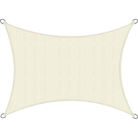 Rechteckiges Sonnensegel 4 x 2 m HDPE – Atmungsaktives und UV-beständiges Sonnensegel aus Gewebe für Balkon, Pool, Garten, Terrasse, Patio, Beige (400 x 200 cm)