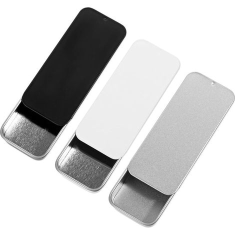 Mini scatola rettangolare in metallo con coperchio scorrevole per riporre oggetti artigianali e pillole (8 x 3,2 x 1,2 cm) (1/5)