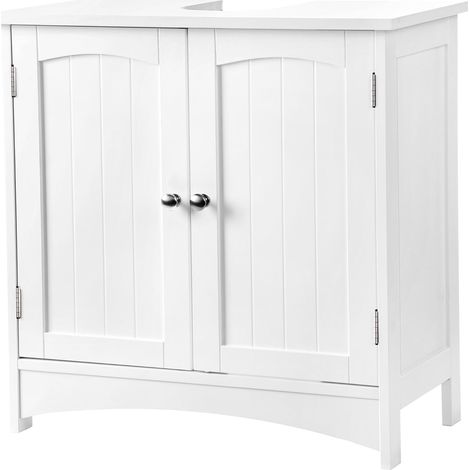 Vasagle – Meuble sous lavabo blanc avec 2 portes battantes et étagère réglable – Dimensions 60x30x60 cm – Matériau résistant à l'humidité – BBC01WT