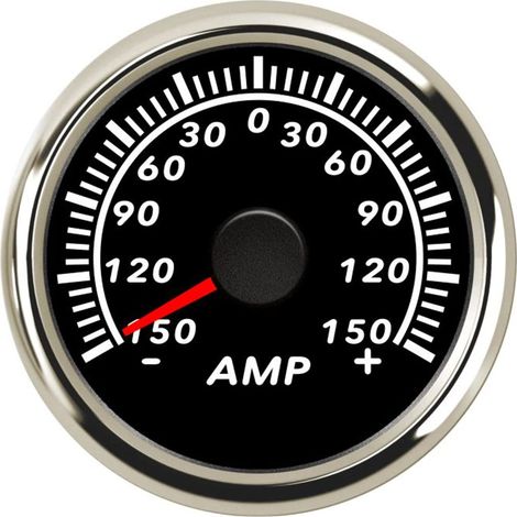 Amperímetro de 52 mm y 150 A con sensor de corriente retroiluminado para coches, barcos y embarcaciones.