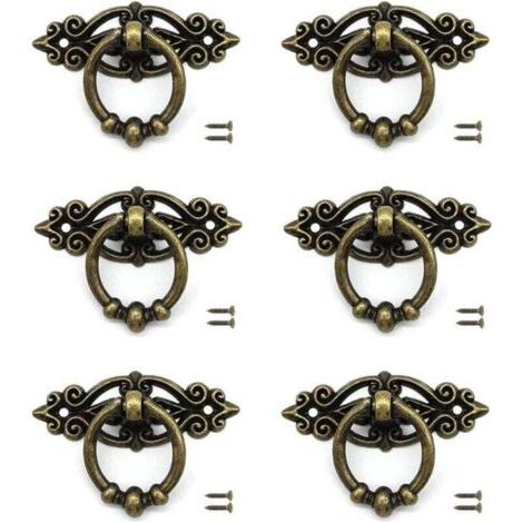 6 pcs Tiroir de Porte Bouton de Tiroir Poignée Meuble Bronze avec Vis pour Armoire Rétro Tiroir Commode Meubles Rétro