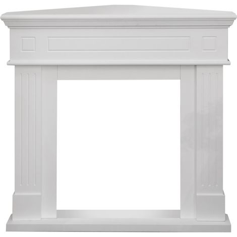 Revestimiento de madera para chimenea de esquina (ancho 110 x profundidad 63 x alto 102 cm), color blanco Ford (1/5)
