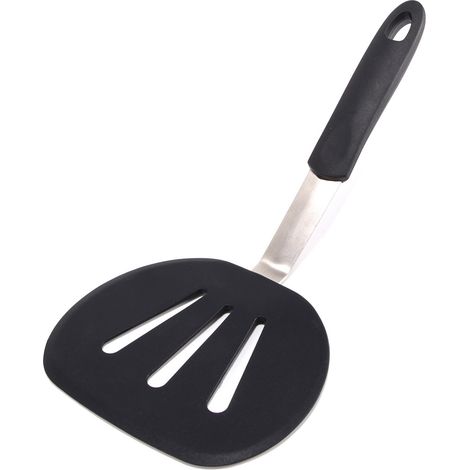 Spatule flexible résistante à la chaleur jusqu'à 315 °C, en silicone et acier inoxydable - la meilleure spatule en silicone - idéale pour les omelettes, les hamburgers, etc. (ronde) (1/4)