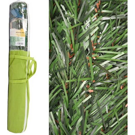 Künstliche Hecke Trikolore 126 dünn gestreifte Stäbe 1 x 3 Meter, 100 % verdeckend