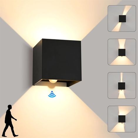 Bewegungsmelder-Wandleuchte IP65 wasserdicht LED Verstellbarer Lichtkegel Energieeffiziente Außenbeleuchtung Für den Innen und Außenbereich 12 W 3000 (1/5)