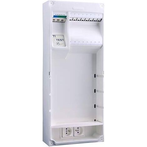 Michaud – Coffret de communication Grade 1 – 8 prises RJ45 UTP cat. 5 – DTI RJ45 – Répartiteur TV 4 sorties – Emplacement Box 250x600x115mm