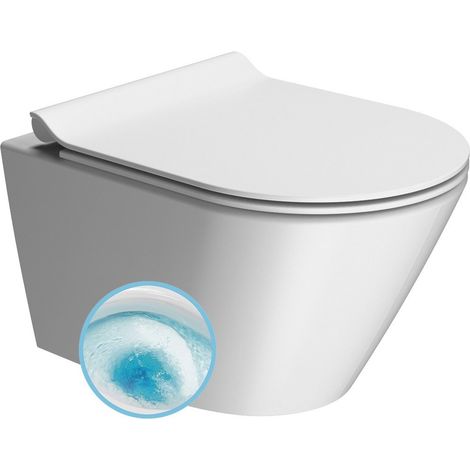 Cuvette de toilettes suspendue KUBE X, GeniusFlush, 36x50cm, blanc double mat (1/4)