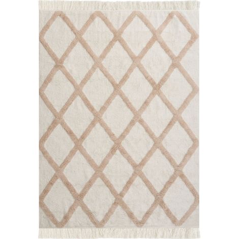 Area Rug Beige Cotton 160 x 230 cm Decorative Boho Style Living Room Kids PUNSARI (1/5)