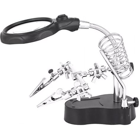 Station de soudage avec loupe, lampe LED réglable et pince auxiliaire pour soudure. (1/5)