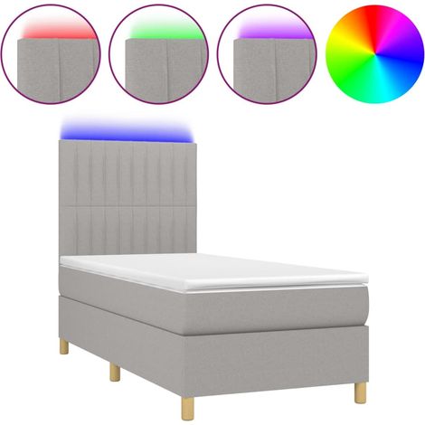 Maison Exclusive - Letto a Molle Materasso e LED Grigio Chiaro 90x200 cm Tessuto