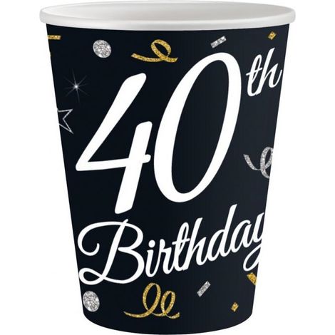 Vasos de papel B&C 40 Birthday, 40.º cumpleaños, 6 unidades. (1/3)