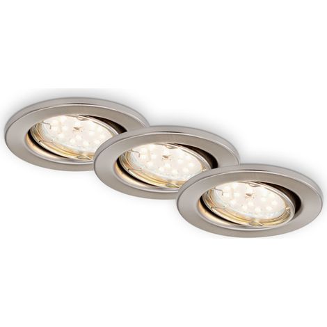 LED Einbauleuchte BRILONER LEUCHTEN FIT DIM, 5 W, 400 lm, IP23, matt-nickel, Metall, inkl., 3x GU10, Dimmbar, 3er Set, Ø 8,6 cm (1/4)