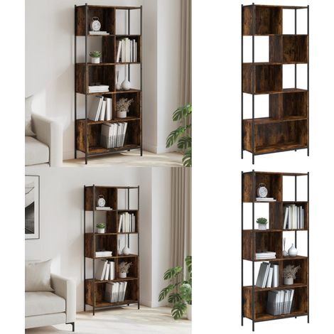 Bibliothèque chêne fumé 72x28x172 cm bois d'ingénierie - Bibliothèque Murale - Bibliothèque Design - Étagère Moderne - Meuble Rangement - Mobilier Intérieur - Home & Living (1/5)