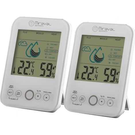 2 stations de contrôle climatique Miraval avec alarme de moisissure, 5 niveaux de ventilation, hygromètre et thermostat. (1/2)
