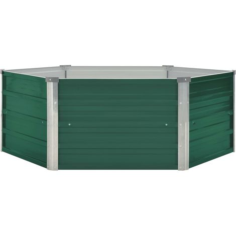 Jardinera elevada para plantas y flores jardín 129 x 129 x 46 cm acero galvanizado verde 020000791