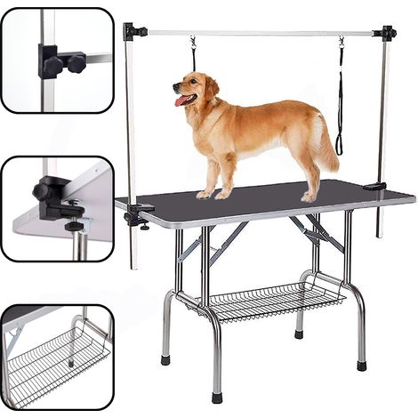 Table de toilettage pliante professionnelle pour animaux de compagnie, table pour animaux, table pour coupe de poils, convient à un usage domestique avec support réglable, robuste et portable, antidér (1/5)