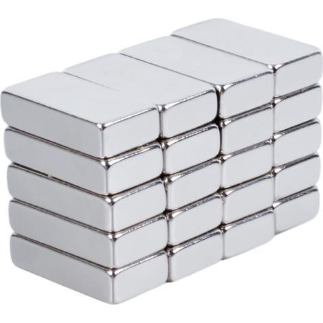 20er-Pack Magnete. starke Neodym-Magnetstäbe. flache Kühlschrankmagnete zum Basteln. Whiteboard-Tafeln. rechteckiger Magnet. 20 x 10 x 5 mm (1/4)