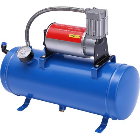 Compresseur d’Air Sans Huile 6 L, Compresseur d'Air Horizontal à Faible Bruit, Moteur en cuivre, convient à la réparation à domicile/le gonflage des pneus/le nettoyage du chauffage au sol (1/5)
