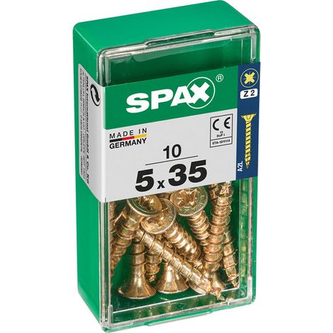 Boîte 10 Unités. Vis A Bois Spax Cab. Plat Yellox 5.0x35mm Spax (1/2)