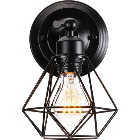 E27 Wandleuchte Industrielle Innen Wandlampe Metall Eisen für Schlafzimmer Flur Wohnzimmer - Schwarz (1/5)