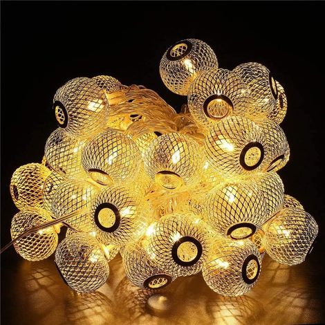 Guirlandes lumineuses à LED, guirlandes lumineuses à boules à LED blanc chaud ont 8 modes de clignotement et peuvent être commutées automatiquement, 6 mètres 30 lumières LED étanche-Fei Yu (1/4)
