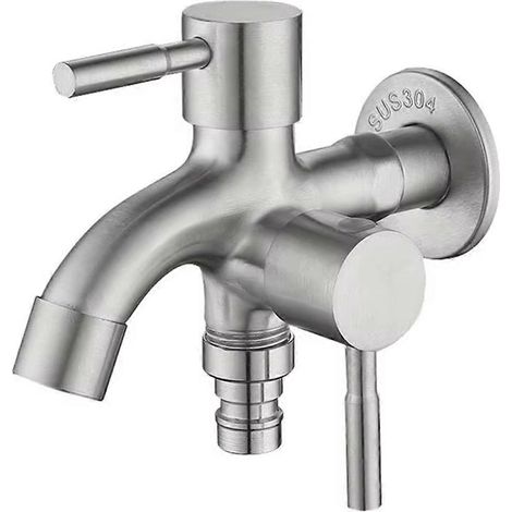Doppelter Gartenhahn aus Edelstahl, WaterSilver Doppelauslauf-Außenhahn (1/5)