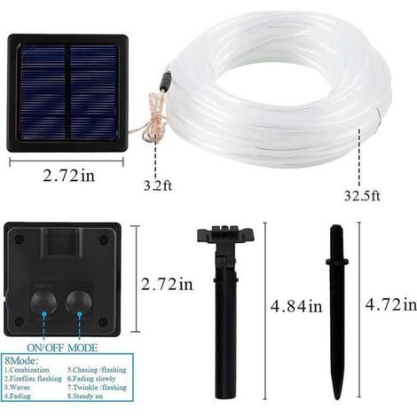 12M 100LED Guirlande Lumineuse Solaire avec Tuyau tanche, Lampe Solaire tanche Eclairage Décoration pour Maison,Jardin-Bla (1/3)