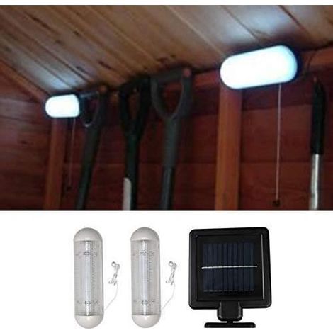 Lampe solaire pour jardin, garage - Éclairage d'extérieur étanche IP55 - Double lampe LED murale - Éclairage d'urgence pour jardin (1/4)