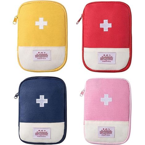 Lot de 4 pochettes de premiers secours de voyage, mini pochettes de premiers secours, sac de premiers secours, sac de secours médical multifonction (1/5)