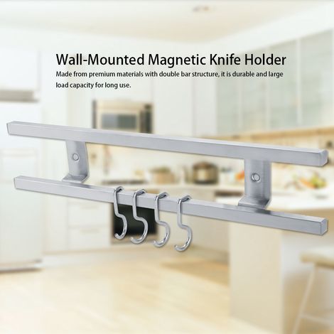 Support magnétique mural pour couteaux en acier inoxydable, double barre de rangement pour ustensiles de cuisine, 30 cm (1/5)