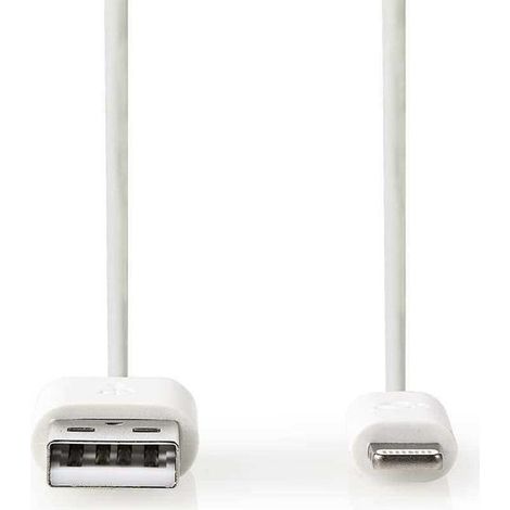 Cable relampago usb 20 apple lightning 8 pines usb a macho 480mbps chapado en oro 200 metros redondo pvc gris blanco caja