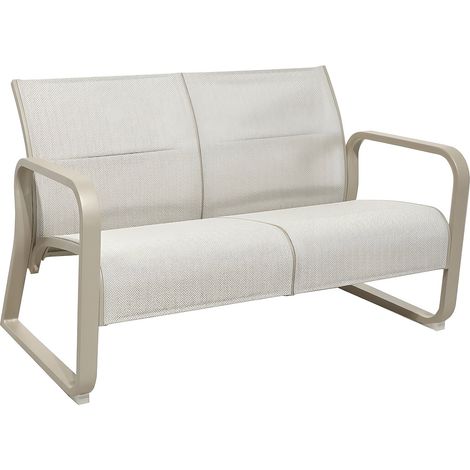 PROLOISIRS Canapé lounge 2 places en aluminium et TPEP matelassé – QUENZA II – Coloris crème et chevron
