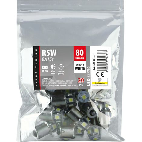 24V Led Series - 6 SMD x 3 chips - (R5W-R10W) - BA15s - 20 pz  - Scatola - Bianco - Doppia polarità (1/4)
