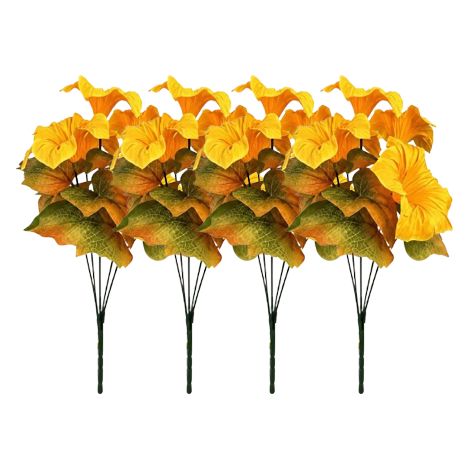 Lot 4 bouquets fleurs artificielles – Couleurs automnales, UV résistant – Pour intérieur et extérieur, entretien facile – Jaune