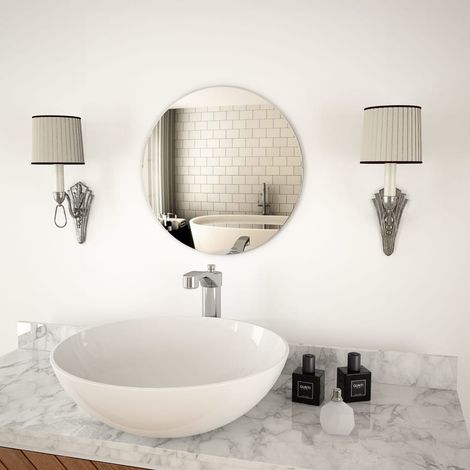 Miroir Mural Moderne, Miroir de maquillage, Miroir suspendu pour Vanité, Salle de Bain, Salon Chambre 40 cm Rond Verre KIM4359 (1/5)