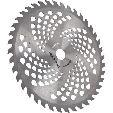 Disque de coupe 40 dents 255 mm pour débroussailleuse, tondeuse et travaux de jardin - Diamètre 25,4 mm (1/5)