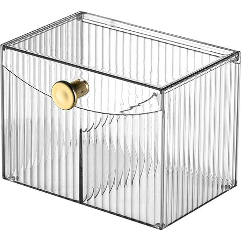 Porte Coton Tige, Distributeur et Boite de Rangement Avec Couvercle, Étanche à la Poussière et à l'Humidité, Pour Salon, Chambre à Coucher, Salle de Bain (Transparent) (1/4)