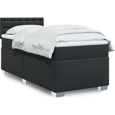 Boxspringbett mit Matratze Schwarz 100x200 cm Kunstleder (1/5)
