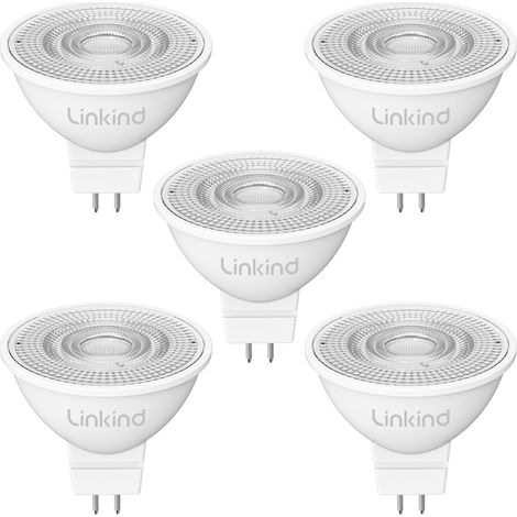 Ampoules LED GU5.3 12V, 3.4W Equivalent à 35W Ampoule Traditionnelle, Blanc Chaud 2700K, 360LM, 36° Angle, Ampoules LED Spot MR16 12V AC/DC, Non Dimmable, Lot de 5 (1/5)