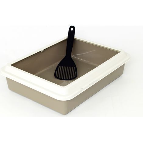 Lettiera Toilette Per Gatti Rettangolare 44x34x11cm Con Paletta Mod 700092 Beige (1/4)