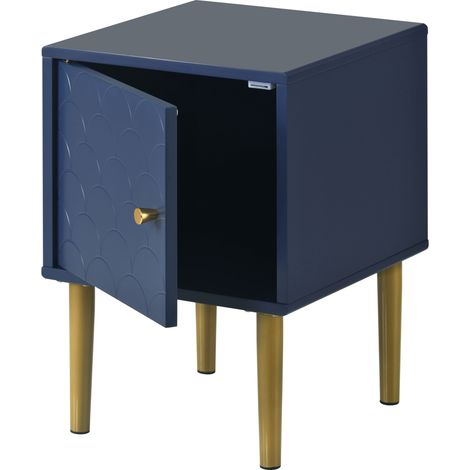 Conjunto de 2 mesillas de noche azul marino 35 x 35 x 51 cm con patas metálicas (1/5)