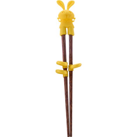 Lot de 1 paire de baguettes en bois pour enfants, motif cartoon, faciles à utiliser pour l'apprentissage des petits