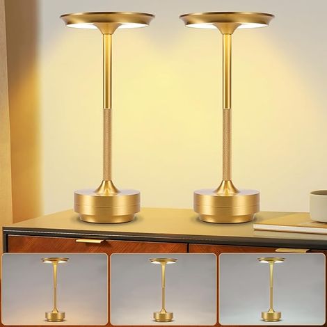 ZMH Lampe De Chevet Sans Fil Rechargeable LED Ensemble De 2 Lampes Tactiles Réglables USB Doré Pour Chambre Salon Chambre Enfant (1/5)