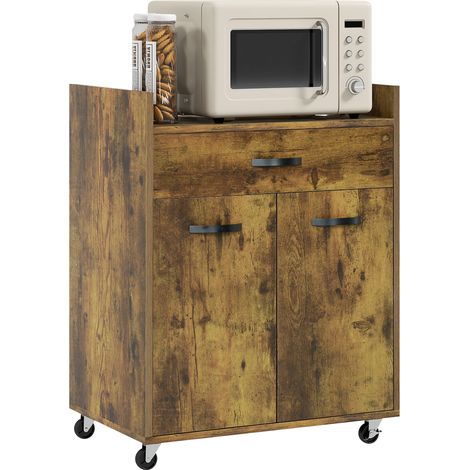 Carrello Isola da Cucina Armadietto con Ruote 60x40x77cm Marrone Rustico (1/5)