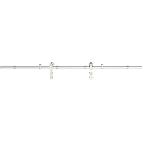 Maison Exclusive - Kit Binari Porta Scorrevole 200 cm Acciaio Inossidabile Argento