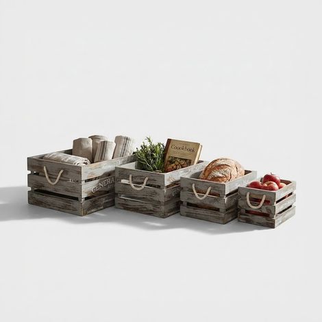 Set de 4 cajas contenedoras decorativas de madera Patricia