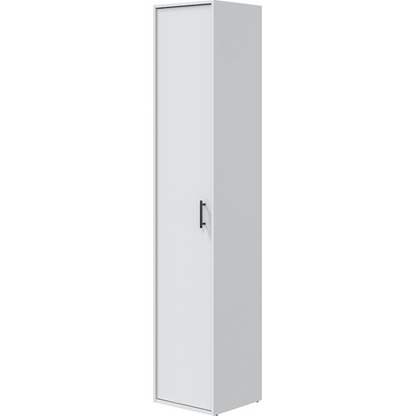 Armadio Multiuso 1 Anta Crucoli, 2 Ripiani, Un'anta, 40x206h cm Bianco (1/5)