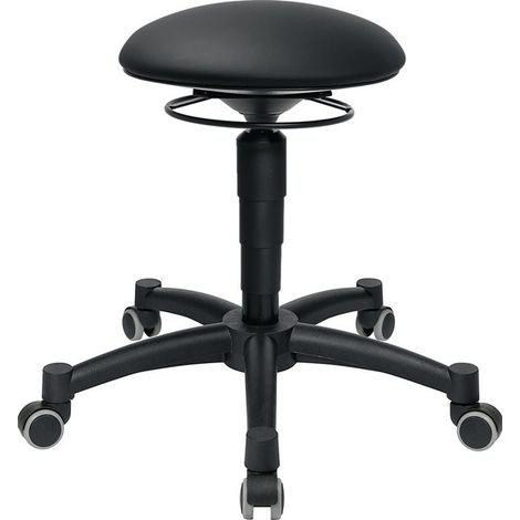 Taburete giratorio Body Balance con ruedas tapizado en polipiel negra r