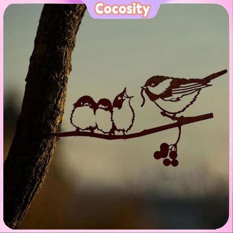 Décoration murale - COCOSITY - Oiseau métallique - Métal - 5" x 5" (12,7 cm) - Facile à fixer (1/4)